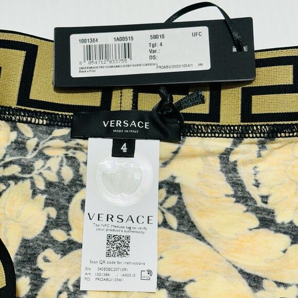 NWT Versace Barocco Greca Underwear Trunk Boxer Briefs Black Gold Size IT 4/ M - Picture 6 of 10